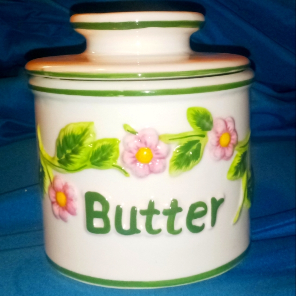 Floral Butter Bell Crock